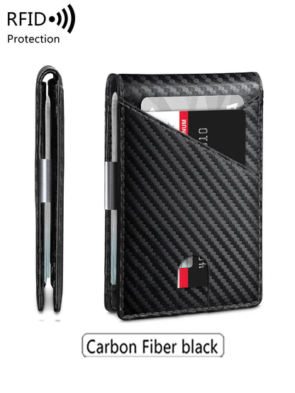 Minimalist men's wallet RFID anti-theft brush double fold cross front pocket portable card holder 12 card multifunctional wallet - Smarsty
