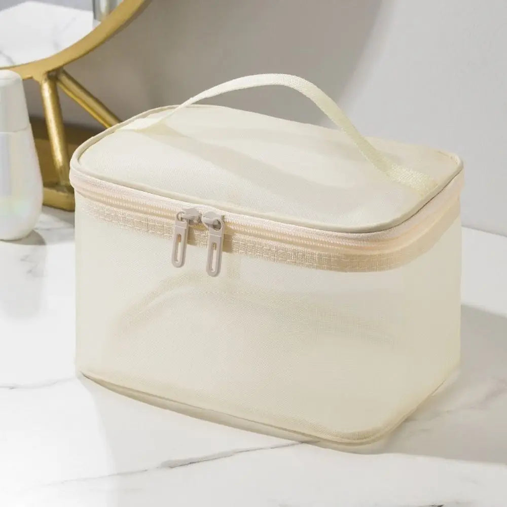 Transparent Mesh Travel Cosmetic Bag With Large Capacity - Smarsty