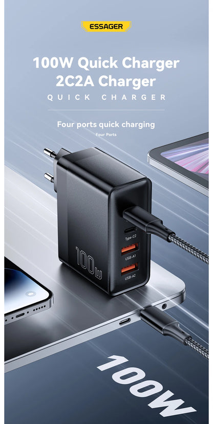 100W GaN USB3 C PD Charger For MacBook USKorea Plug - Smarsty