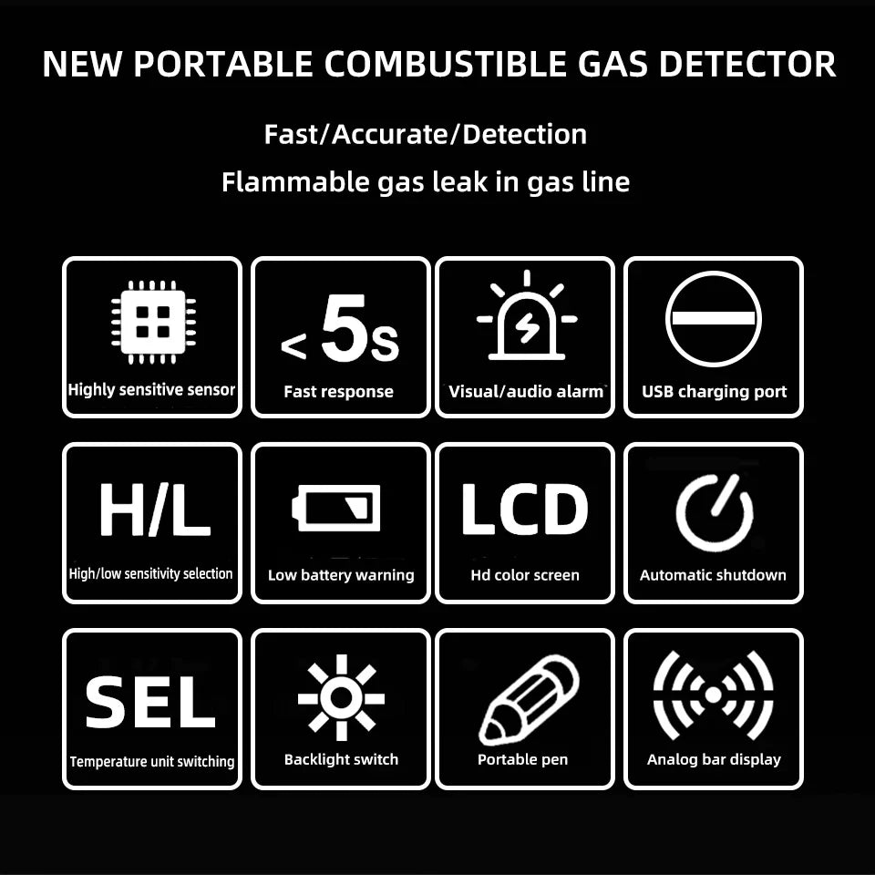 Professional Gas Leak Detector with Audible Alarm - Smarsty