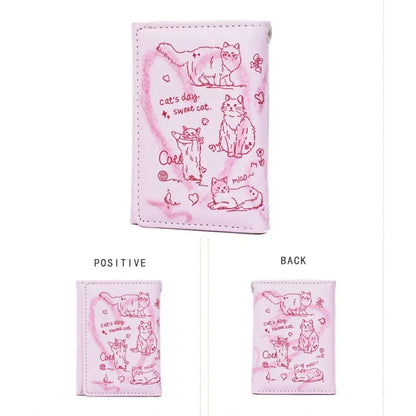 New Women Wallets Female Leather Purses Card Holders Graffiti Cat Portable Coin Purse Large Capacity Money Bag - Smarsty