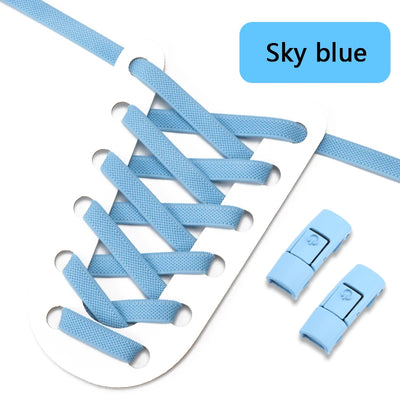 No Tie Shoe laces Press Lock Shoelaces without ties Elastic Laces Sneaker Kids Adult 8MM Widened Flat Shoelace for Shoes - Smarsty