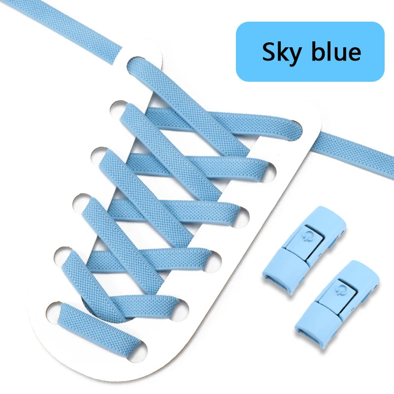 No Tie Shoe laces Press Lock Shoelaces without ties Elastic Laces Sneaker Kids Adult 8MM Widened Flat Shoelace for Shoes - Smarsty