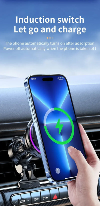 Ice Cooling Magnetic Wireless Car Charger Stand With LED - Smarsty