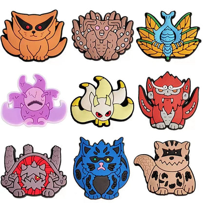 12/27pcs MINISO Japanese anime Shoes Charms PVC Shoe Accessories DIY Shoe Buckle Clogs Sandal Decoration For Kids X-mas Gifts