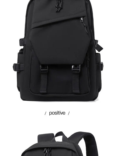 One 15 Inch Polyester Waterproof Solid Color Simple Men's Backpack Fashion Couple Student Computer Backpack - Smarsty
