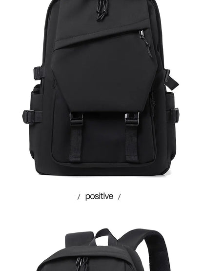 One 15 Inch Polyester Waterproof Solid Color Simple Men's Backpack Fashion Couple Student Computer Backpack