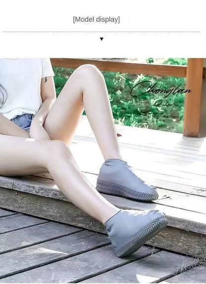 1 Pair Silicone WaterProof Shoe Covers Lip-resistant Rubber Rain Boot Rain Gear Overshoes Accessories for Outdoor Rainy Day