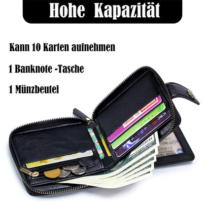 Vintage Men's Wallet PU Leather Short Purse Men Hasp Zipper Clutch Solid Color Wallets High Quality Durable Convenient Wallets - Smarsty