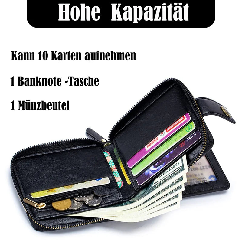 Vintage Men's Wallet PU Leather Short Purse Men Hasp Zipper Clutch Solid Color Wallets High Quality Durable Convenient Wallets - Smarsty