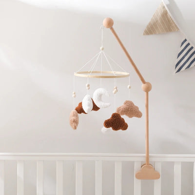 Baby Crib Mobile Bed Bell Rattle Toys Wooden Crochet Stars Pendant Bed Bell Toys Newborn Comfort Crib Bracket Hanging Toys Gifts by Smarsty
