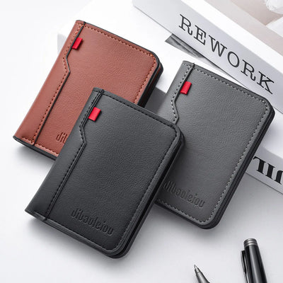 1Pc New Ultra-thin Mini Soft PU Leather Credit Card Wallet Holder Short Vertical High Quality Men's Wallet - Smarsty