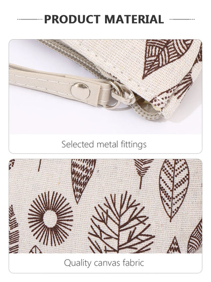 Canvas Cosmetic Bag Zipper Case With Card Holder For Travel - Smarsty