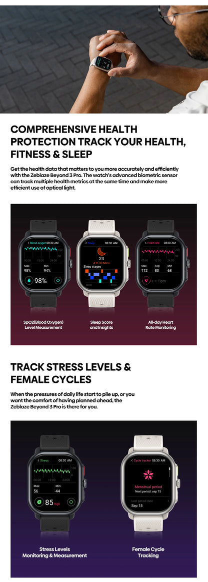 Zeblaze Beyond 3 Pro GPS Smart Watch with AMOLED Display - Smarsty