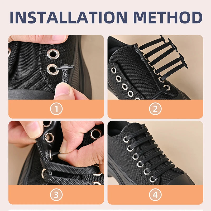 16pcs/lot Silicone Shoelaces No Tie Shoelaces 12 colors Elastic Lace Shoelace Creative Lazy Silicone Laces Rubber Lace - Smarsty