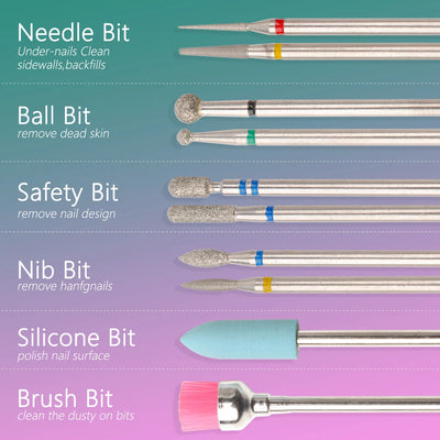 14pcs/set Nail Drill Machine Bit Nail Gel Removal Polishing Tools Pedicure Manicure Rotary Grinding  Buffer Polisher - Smarsty