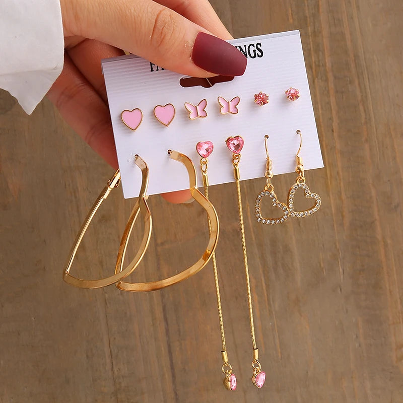 Vintage Gold Pearl Geometry Dangle Earrings for Women - Smarsty