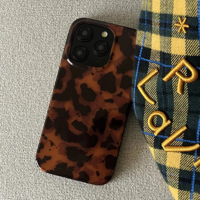 Retro Amber Texture Laser iPhone Case Leopard Pattern - Smarsty