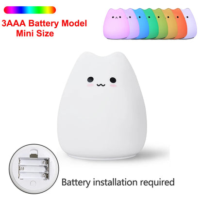 Cute Cat Night Light with Touch Sensor for Kids - Smarsty