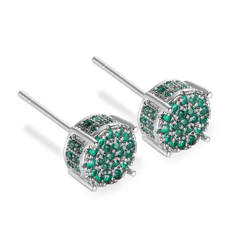Austrian Crystal Stud Earrings White Gold Sparkle Bridal - Smarsty