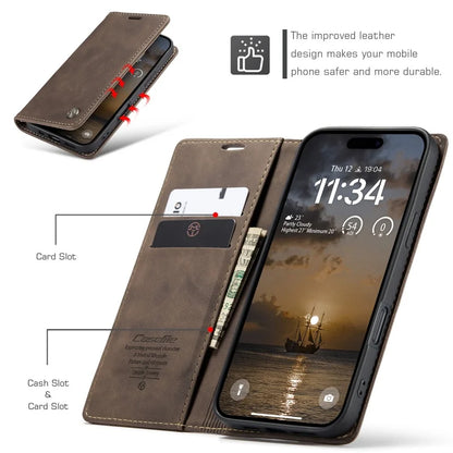iPhone 17 Air 16 15 14 Retro PU Leather Magnetic Book Phone Wallet Flip Case by Smarsty