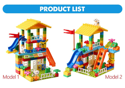 153PCS Big Particle Roof Blocks Compatible City House Big Size Slide Building Blocks Castle Brick Toys For Children - Smarsty