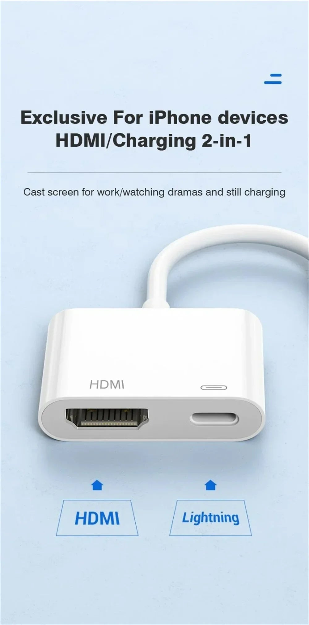 HD 1080P Lightning to HDMI Adapter for Seamless Audio Video Sync - Smarsty
