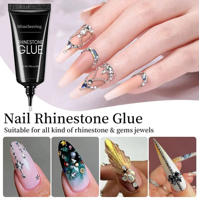 30g Nail Rhinestone Glue for Nails Super Strong Gel Nail Glue for Nail Charm 3D Nails Bling Gel Decoration Gem Nail Art Diamonds - Smarsty