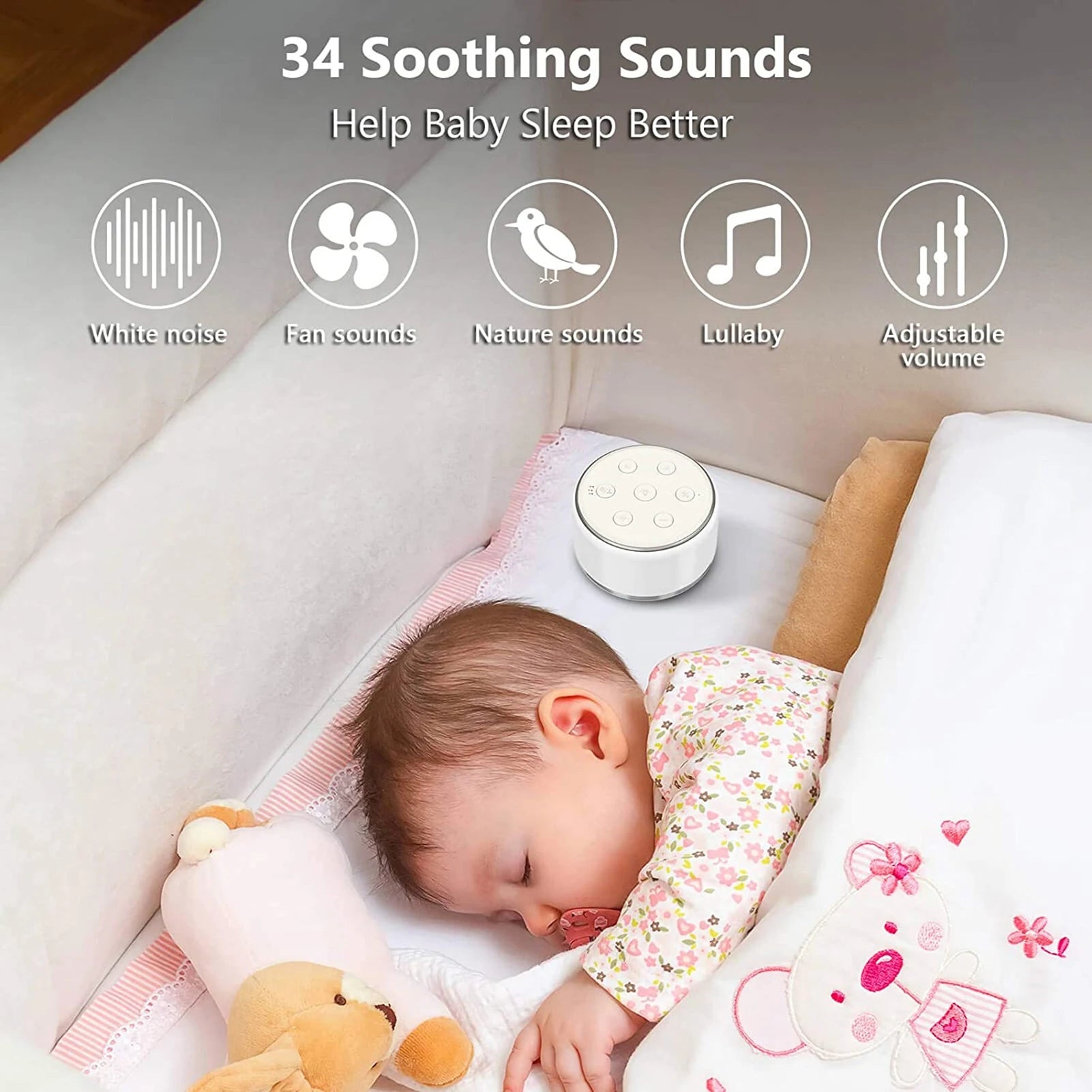 White Noise Machine For Baby Sleep Soothing Night Lights - Smarsty