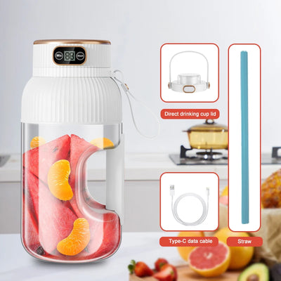 1000ML Portable Juicer Blender Fruit Juicer USB Charging Lemon Orange Fruit Juicing Cup Smoothie Blender Machine Kitchen Tools - Smarsty
