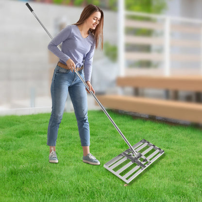 Professional Lawn Leveling Rake Soil Lawn Rake Adjustable 50-180cm Handle 180° Rotation for Perfect Turf & Green Grass