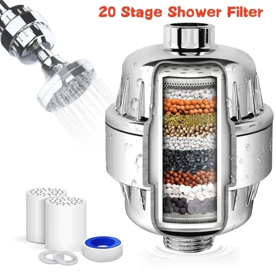15-20Stages High householdto Remove Chlorine Fluoride Heavy Metals Filtered Soften Hard Water for Shower Head Cleaning Purifier - Smarsty