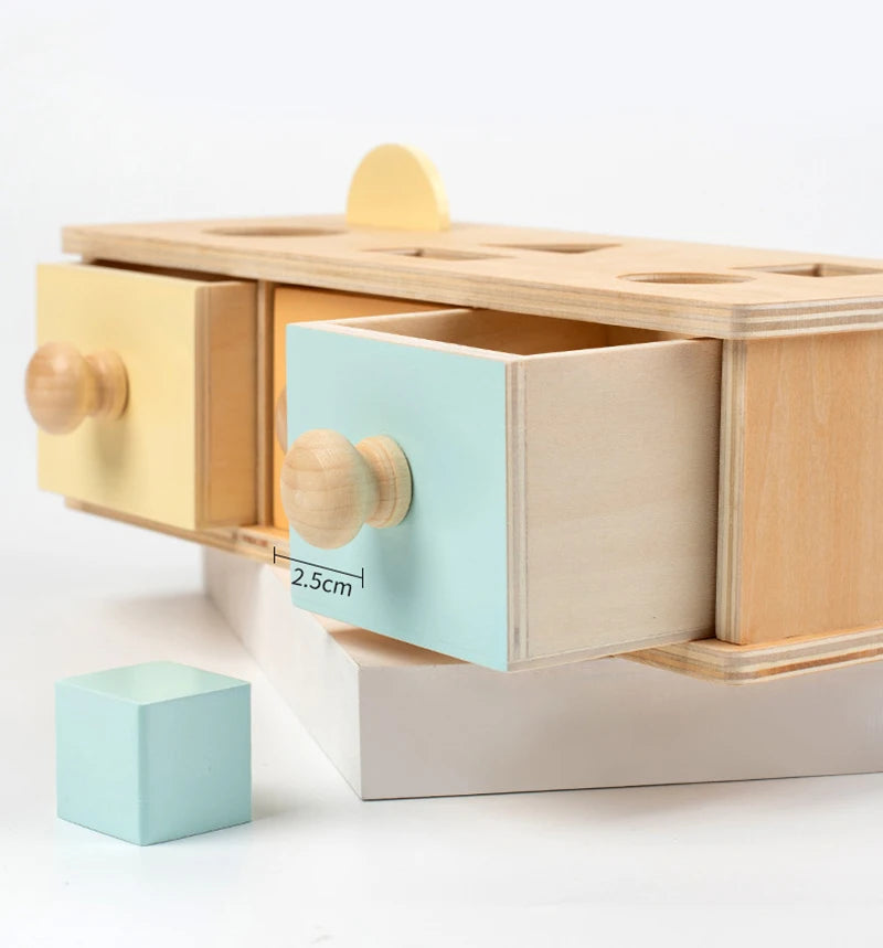 Montessori Infant Wooden Toys Coin Ball Busy Drum Color Shape Cognition Match Educational Sensory Toy Baby Teaching Aid Gifts
