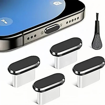 4Pcs USB C Dust Plug With Cleaning Brush Anti Dust USB-C Plug Cover Charging Port Cover Caps For Samsung Xiaomi All Type C Phone - Smarsty