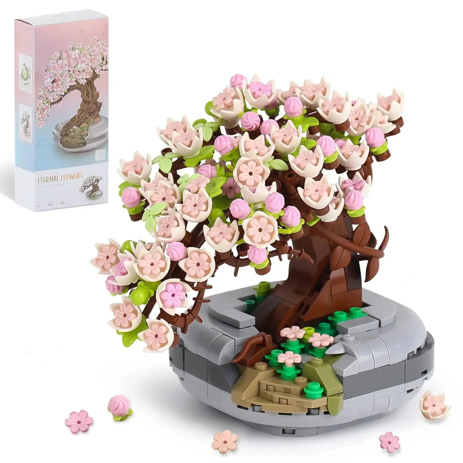 Mini Plant Bonsai Building Block Flower Plant Cherry Blossom Tree Potted Bouquet Model Bricks Home Decoration Toy For Kids Gifts - Smarsty