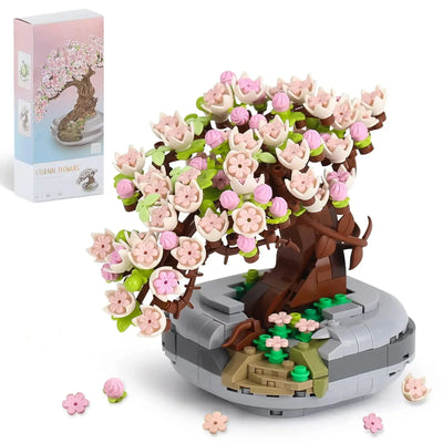 Mini Plant Bonsai Building Block Flower Plant Cherry Blossom Tree Potted Bouquet Model Bricks Home Decoration Toy For Kids Gifts - Smarsty