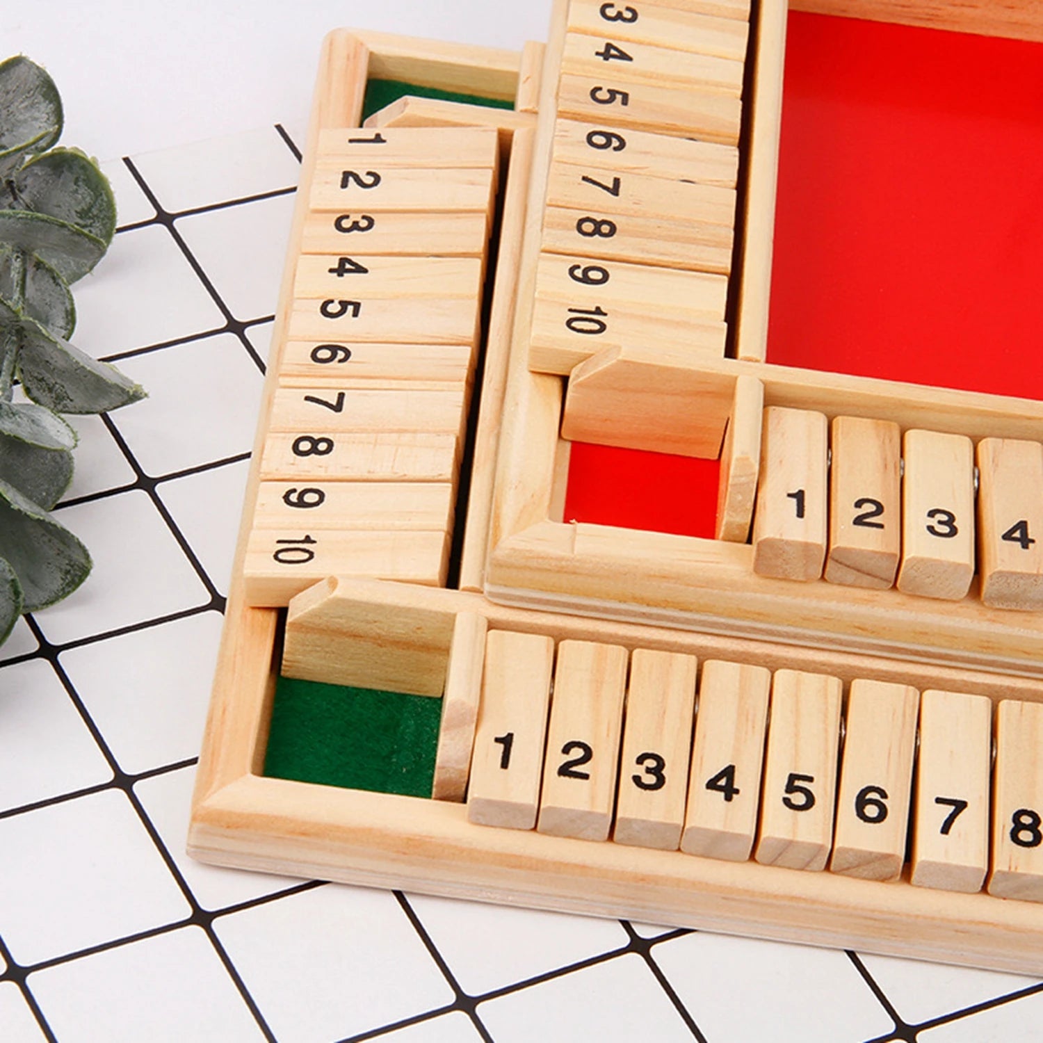 Wooden Dice Board Game Shut The Box for 4 Players Flaps & Dices Game Parent-children Interaction Family Entertainment - Smarsty