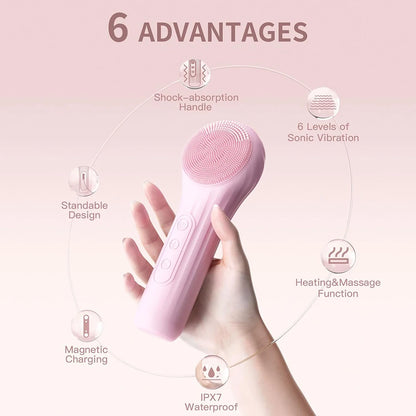 Sonic Waterproof Facial Cleansing Brush for Deep Cleaning - Smarsty