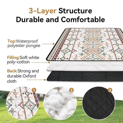 200x200CM Waterproof Picnic Blanket Large Beach Blanket Outdoor Picnic Mat Beach Mat with Carrying Handle for Travel Camping by Smarsty