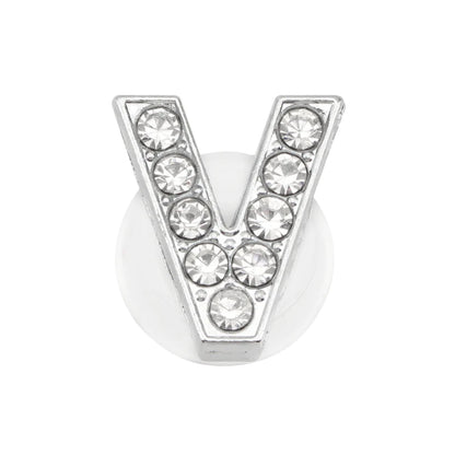 1PC Shoe Charms Glitter Rhinestone Letter Crystal Alphabet Shoes Charm Decorations Jewelry Slider Bracelet Wristbands Accessorie
