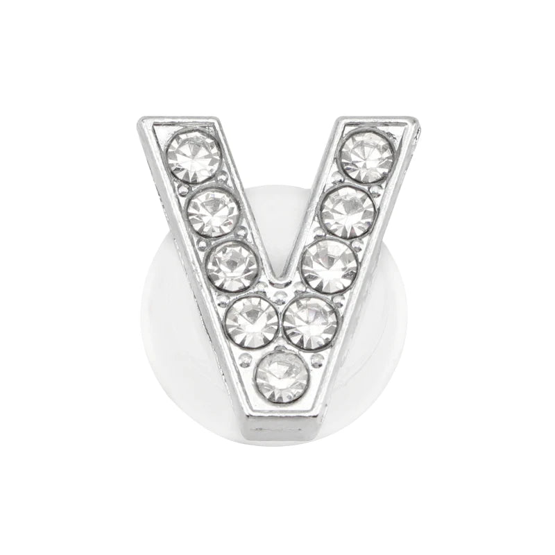 1PC Shoe Charms Glitter Rhinestone Letter Crystal Alphabet Shoes Charm Decorations Jewelry Slider Bracelet Wristbands Accessorie