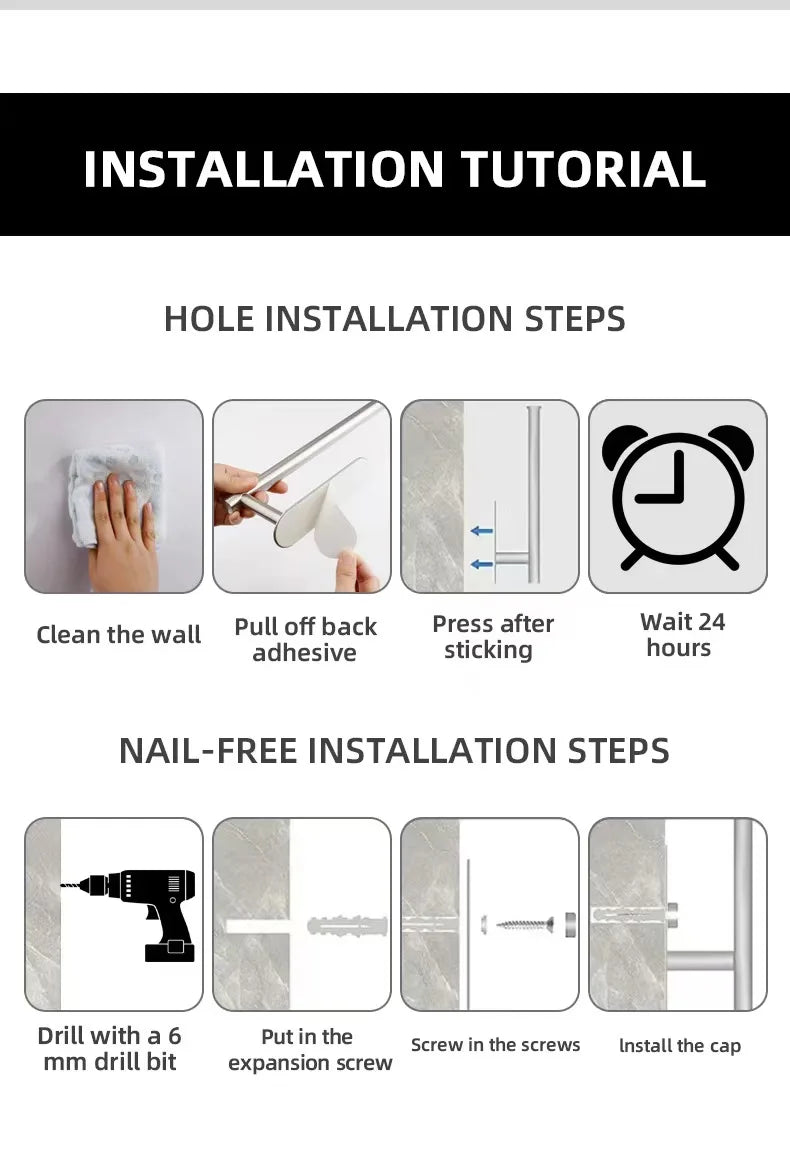 Adhesive Stainless Steel Paper Towel Holder for Easy Storage - Smarsty