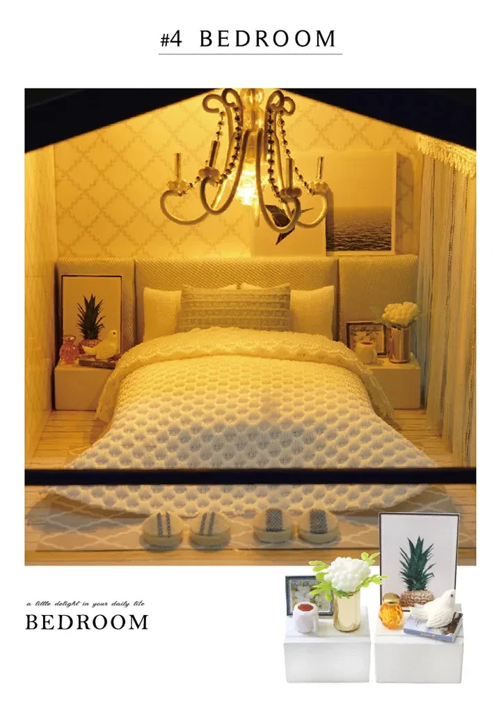 DIY Doll House Miniature Dollhouse With Furnitures Wooden House Miniaturas Toys For Children New Year Christmas Gift A by Smarsty