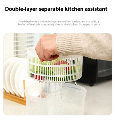 Multifunctional Household Manual Vegetable Dehydrator - Salad Spinner with Fruit, Lettuce Drain Basket | Home Kitchen Gadgets by Smarsty