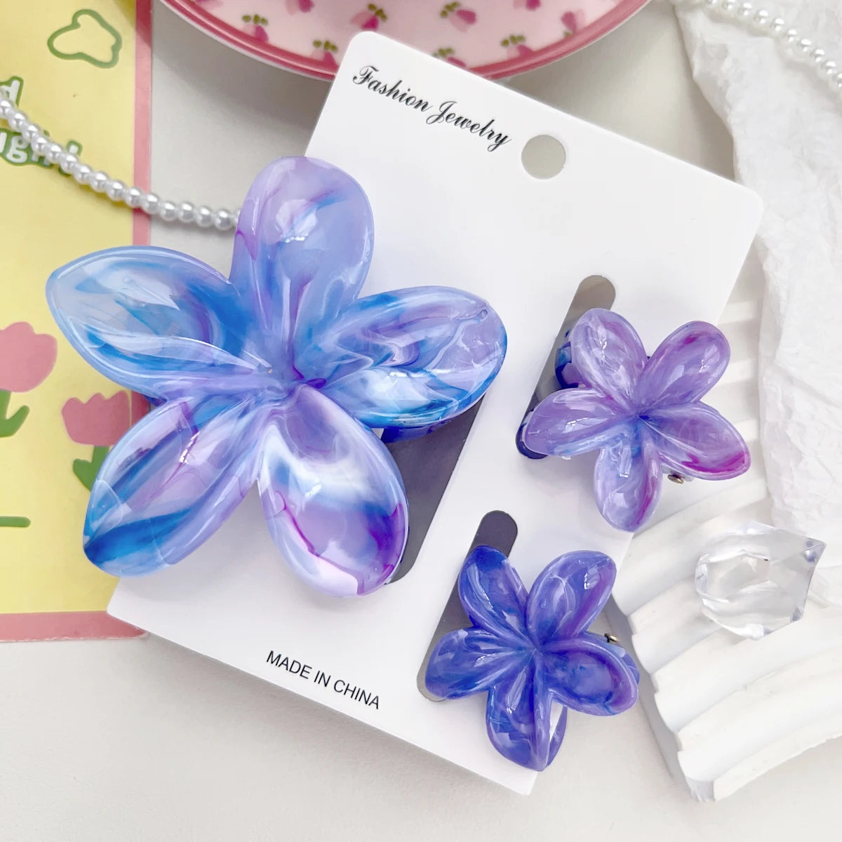 Hawaiian Flower Hair Claw Clips For Thin Hair Lightweight - Smarsty