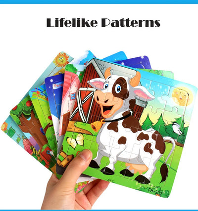 New 20 Piece Wooden 3d Puzzle Cartoon Animal Vehicle Jigsaw Puzzle Montessori Educational Toys For Kids Baby 1 2 3 Years by Smarsty