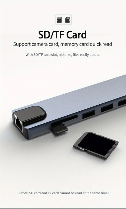 USB C Hub 4K30Hz Dock With HDMI RJ45 Ethernet PD100W