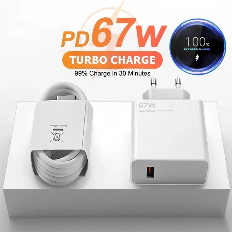 GaN Based 67W Fast TypeC Charger Cable Quick Charge - Smarsty
