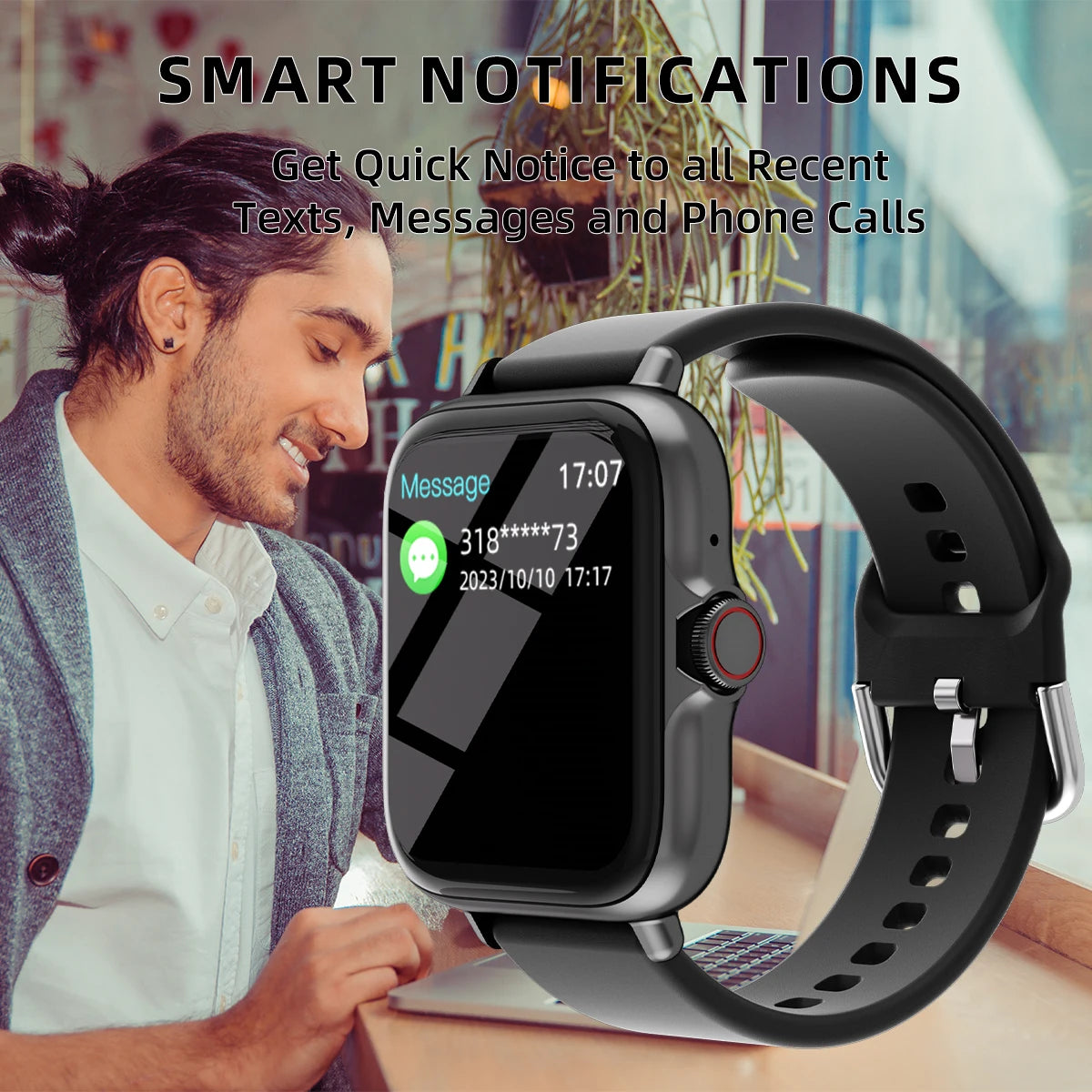 Waterproof Smart Watch with Call Alerts and Sleep Tracking - Smarsty