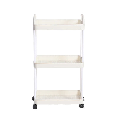 Plastic Rolling Utility Cart with Handle Storage Trolley for Office, Living Room, Kitchen, Movable Storage Organizer with Wheel by Smarsty